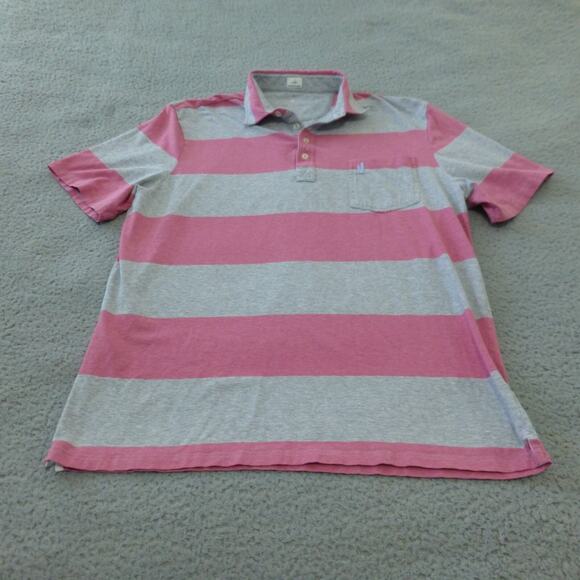 johnnie-O Other - Johnnie O Polo Shirt Mens XL Pocket Striped Pink Hangin Out Preppy Cali Surf